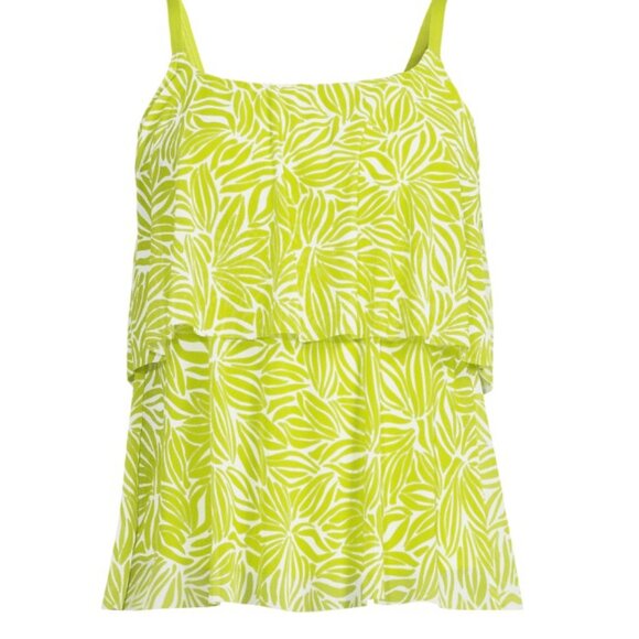 Mesh Scoop Neck Tiered Tankini Swimsuit Top - Size: XSL - NWT - Picture 4 of 11